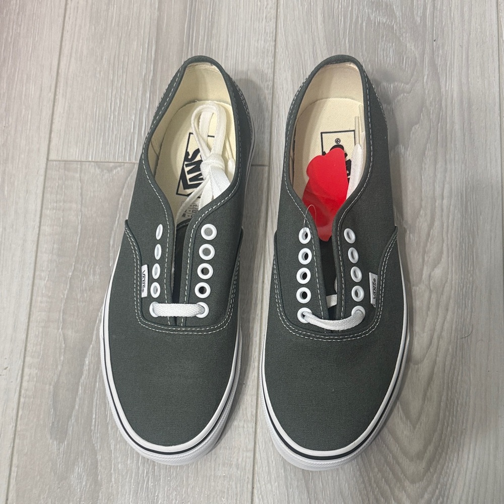 Vans Authentic Thyme Grey Canvas Lace-Up Sneakers